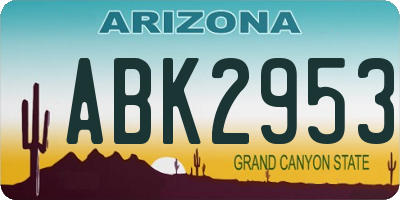 AZ license plate ABK2953