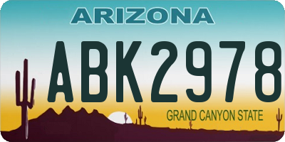 AZ license plate ABK2978