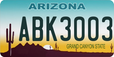 AZ license plate ABK3003