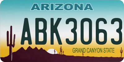 AZ license plate ABK3063