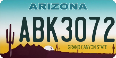 AZ license plate ABK3072