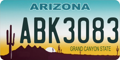 AZ license plate ABK3083