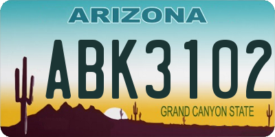 AZ license plate ABK3102