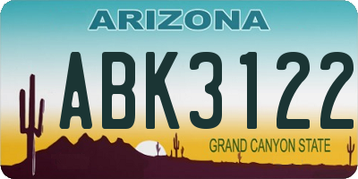 AZ license plate ABK3122