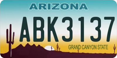 AZ license plate ABK3137