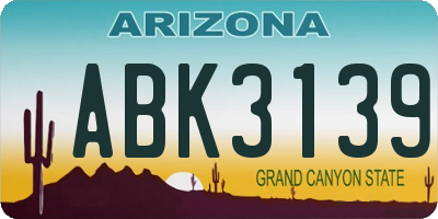 AZ license plate ABK3139