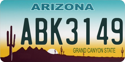 AZ license plate ABK3149