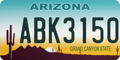 AZ license plate ABK3150