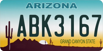 AZ license plate ABK3167