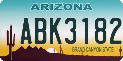 AZ license plate ABK3182