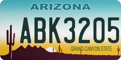 AZ license plate ABK3205