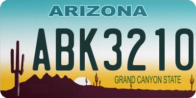 AZ license plate ABK3210