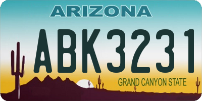 AZ license plate ABK3231