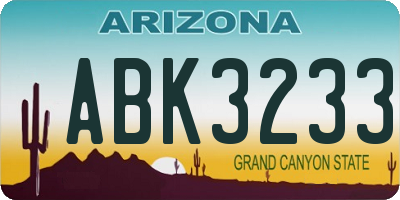 AZ license plate ABK3233
