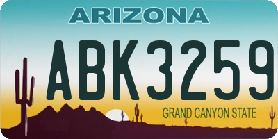 AZ license plate ABK3259