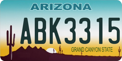 AZ license plate ABK3315