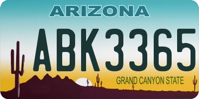 AZ license plate ABK3365