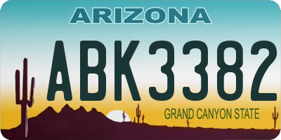AZ license plate ABK3382