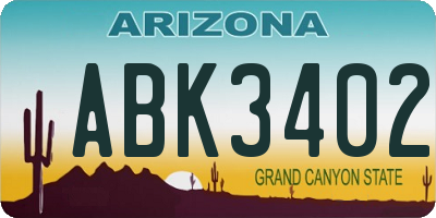 AZ license plate ABK3402