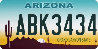 AZ license plate ABK3434