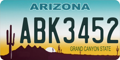 AZ license plate ABK3452