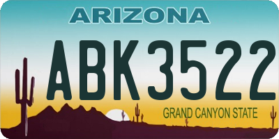 AZ license plate ABK3522