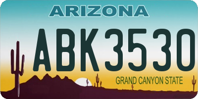 AZ license plate ABK3530