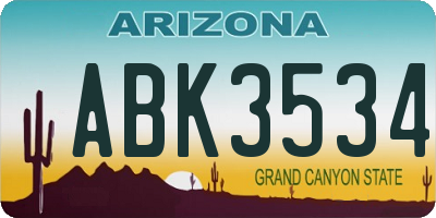 AZ license plate ABK3534