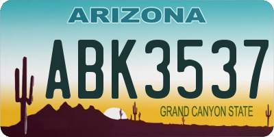 AZ license plate ABK3537