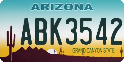 AZ license plate ABK3542