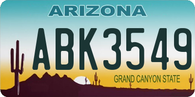 AZ license plate ABK3549
