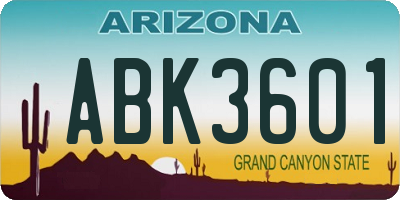 AZ license plate ABK3601