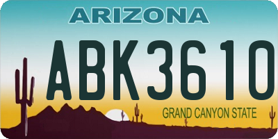AZ license plate ABK3610