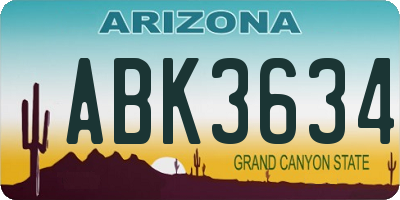 AZ license plate ABK3634
