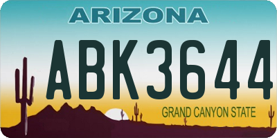 AZ license plate ABK3644