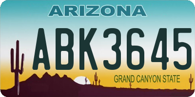 AZ license plate ABK3645