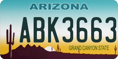 AZ license plate ABK3663