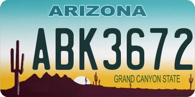 AZ license plate ABK3672