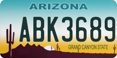 AZ license plate ABK3689