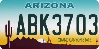 AZ license plate ABK3703