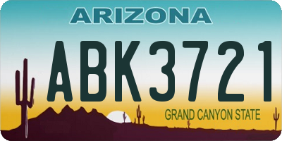 AZ license plate ABK3721