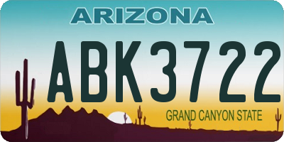 AZ license plate ABK3722