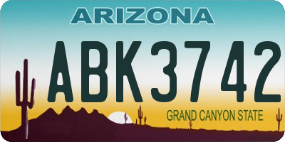 AZ license plate ABK3742