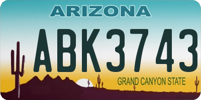 AZ license plate ABK3743