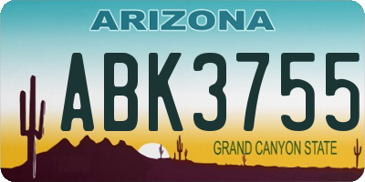 AZ license plate ABK3755