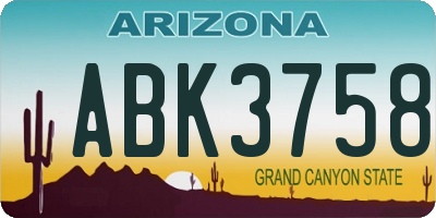 AZ license plate ABK3758