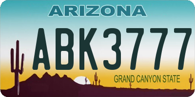 AZ license plate ABK3777