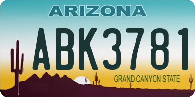 AZ license plate ABK3781