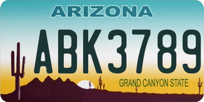 AZ license plate ABK3789