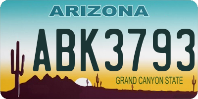 AZ license plate ABK3793